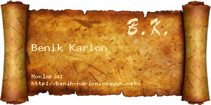 Benik Karion névjegykártya
